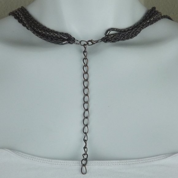 BOHO Multi Strand Silver Chain Swoop Necklace - Picture 3 of 3